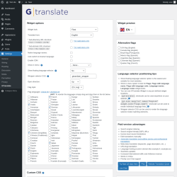 Page screenshot: Settings &rarr; GTranslate