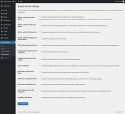 Page screenshot: Gutenberg &rarr; Experiments