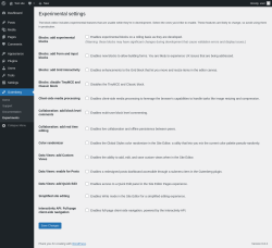 Page screenshot: Gutenberg → Experiments