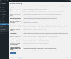 Page screenshot: Gutenberg → Experiments