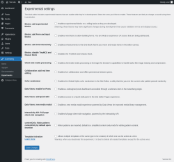 Page screenshot: Gutenberg &rarr; Experiments