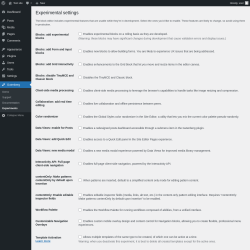 Page screenshot: Gutenberg &rarr; Experiments