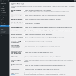 Page screenshot: Gutenberg &rarr; Experiments