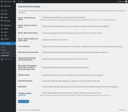 Page screenshot: Gutenberg &rarr; Experiments