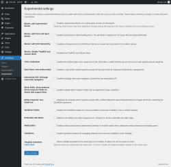 Page screenshot: Gutenberg &rarr; Experiments