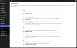 Page screenshot: Gutenberg &rarr; Experiments
