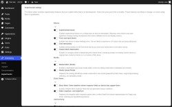 Page screenshot: Gutenberg &rarr; Experiments