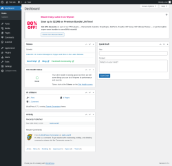 Page screenshot: Dashboard &lsaquo; Test site &mdash; WordPress