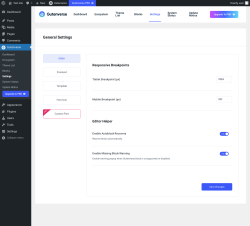 Page screenshot: Gutenverse → Settings