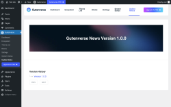 Page screenshot: Gutenverse → Update Notice