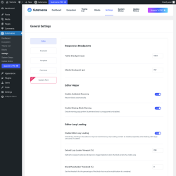Page screenshot: Gutenverse → Settings