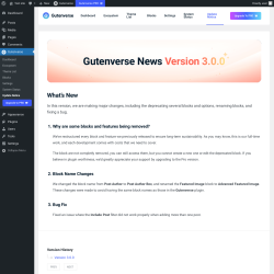 Page screenshot: Gutenverse → Update Notice