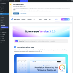 Page screenshot: Gutenverse → Update Notice