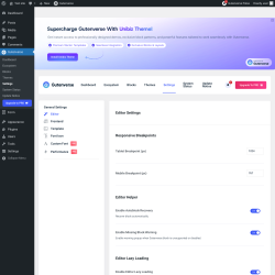 Page screenshot: Gutenverse → Settings