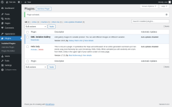 Page screenshot: Plugins ‹ Test site — WordPress
