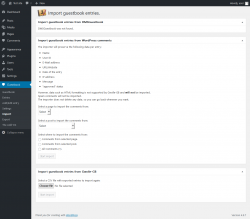 Page screenshot: Guestbook0 → Import