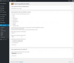 Page screenshot: Guestbook → Import