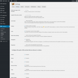 Page screenshot: Guestbook → Settings → Reading