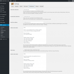 Page screenshot: Guestbook → Settings → Notifications