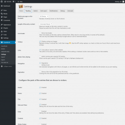 Page screenshot: Guestbook → Settings → Reading