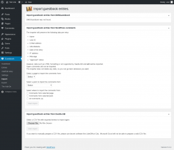 Page screenshot: Guestbook → Import