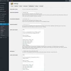 Page screenshot: Guestbook → Settings → Notifications