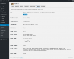 Page screenshot: Guestbook → Settings → Debug