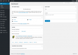 Page screenshot: Dashboard ‹ Test site — WordPress