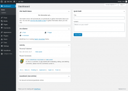 Page screenshot: Dashboard ‹ Test site — WordPress