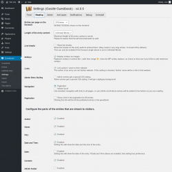 Page screenshot: Guestbook → Settings → Reading
