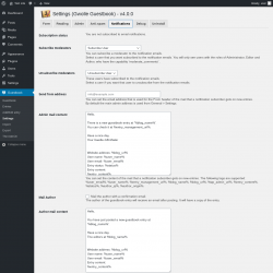 Page screenshot: Guestbook → Settings → Notifications