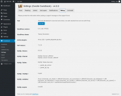 Page screenshot: Guestbook → Settings → Debug