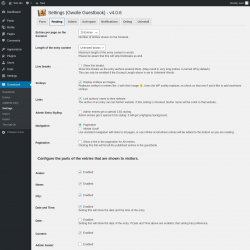 Page screenshot: Guestbook → Settings → Reading