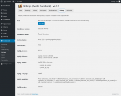 Page screenshot: Guestbook → Settings → Debug