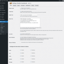 Page screenshot: Guestbook → Settings