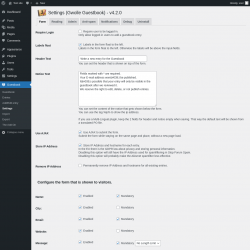 Page screenshot: Guestbook → Settings