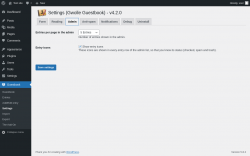 Page screenshot: Guestbook → Settings → Admin