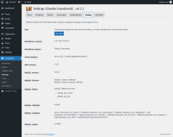 Page screenshot: Guestbook → Settings → Debug