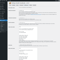 Page screenshot: Guestbook → Settings → 
				Notifications			