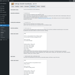Page screenshot: Guestbook → Settings → 
				Notifications			