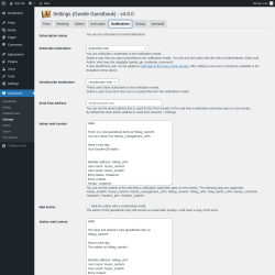 Page screenshot: Guestbook → Settings → 
				Notifications			