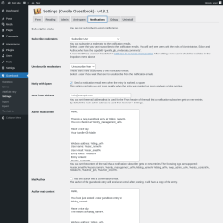Page screenshot: Guestbook → Settings → 
				Notifications			