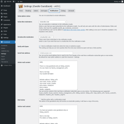 Page screenshot: Guestbook → Settings → 
				Notifications			