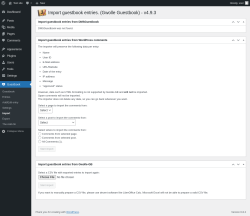 Page screenshot: Guestbook → Import