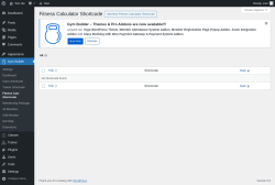 Page screenshot: Gym Builder → Fitness Calc Shortcode