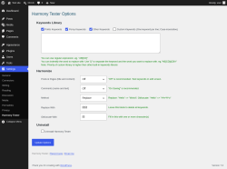 Page screenshot: Settings &rarr; Harmony Tester