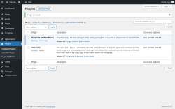 Page screenshot: Plugins &lsaquo; Test site &mdash; WordPress