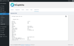Page screenshot: hCaptcha &rarr; System Info