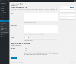Page screenshot: Tools &rarr; Head & Footer Code