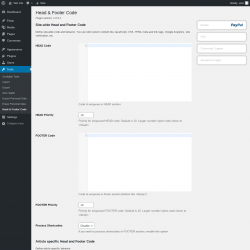 Page screenshot: Tools &rarr; Head & Footer Code